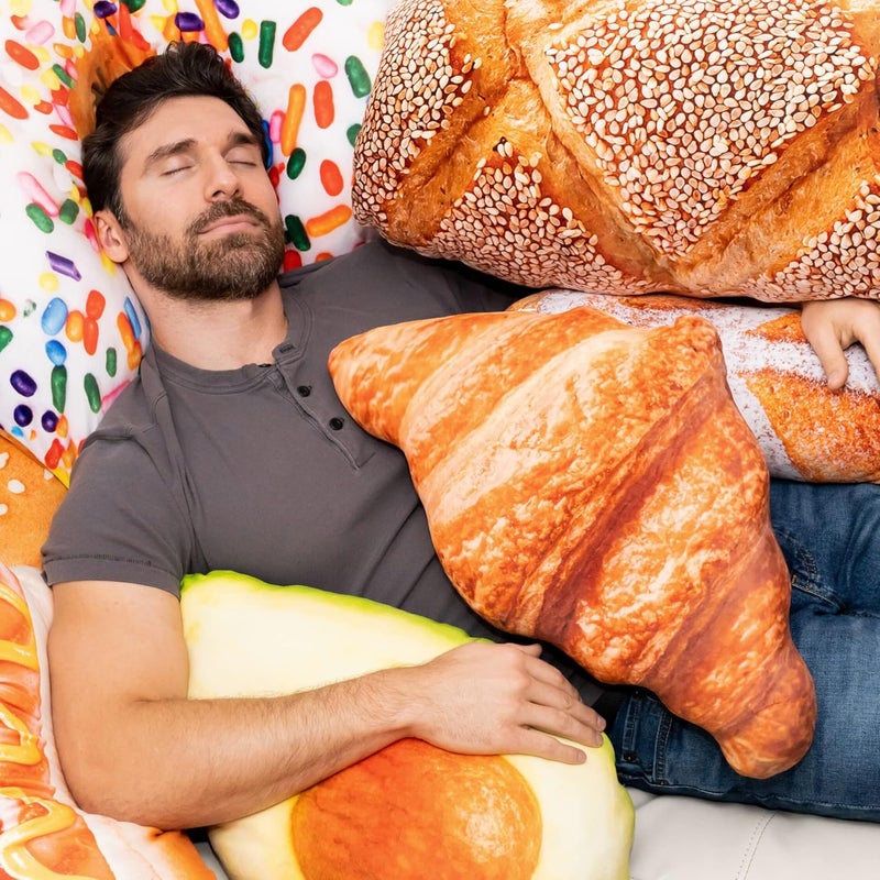 Much Comfort 23" 3D Flaky Croissant Throw Pillow - Made with Super Soft & Ultra Premium Fabric - Cute, Comfortable, Plush, Stuffed French Loaf Bread Toast Cushion for Home Decor - Funny Gift - Medium - Image 4